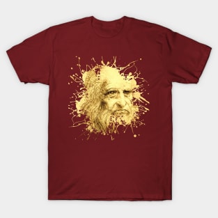 Da Vinci Artist Portrait Paint Splat T-Shirt